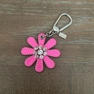 COACH Leather Key Chain: Pink Flower